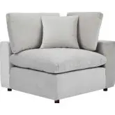 Commix Down Filled Overstuffed Corner Chair in Light Gray Velvet