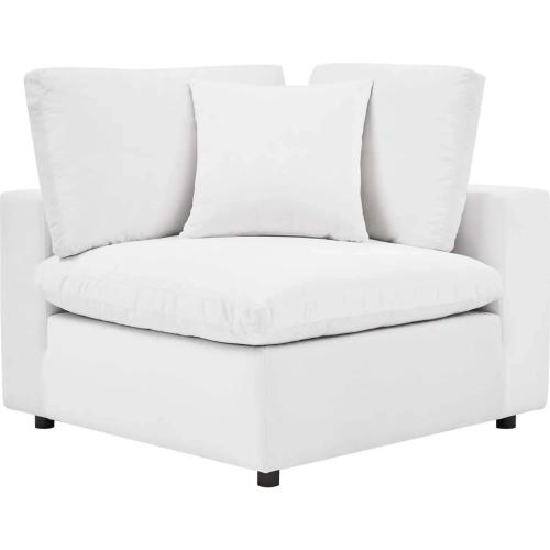 Commix Down Filled Overstuffed Corner Chair in White Velvet