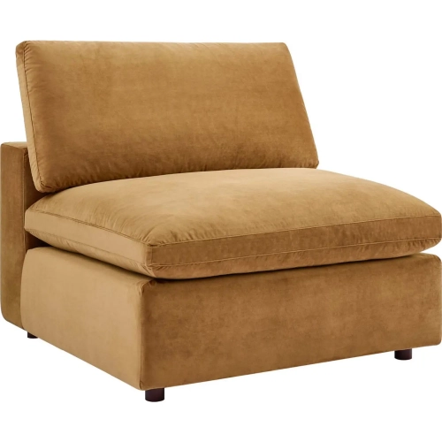 Commix Down Filled Overstuffed Armless Chair in Cognac Velvet