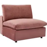 Commix Down Filled Overstuffed Armless Chair in Dusty Rose Velvet