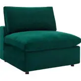 Commix Down Filled Overstuffed Armless Chair in Green Velvet