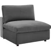 Commix Down Filled Overstuffed Armless Chair in Gray Velvet