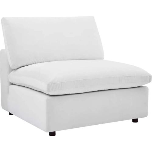 Commix Down Filled Overstuffed Armless Chair in White Velvet