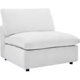 Commix Down Filled Overstuffed Armless Chair in White Velvet