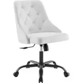 Distinct Swivel Office Chair in Tufted White Fabric & Black