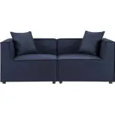 Saybrook Outdoor 2 Piece Loveseat in Navy Blue All Weather Fabric