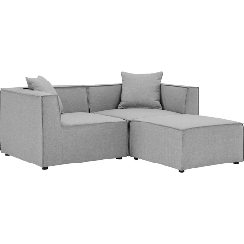 Saybrook Outdoor Loveseat & Ottoman in Gray All Weather Fabric