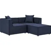 Saybrook Outdoor Loveseat & Ottoman in Navy Blue All Weather Fabric