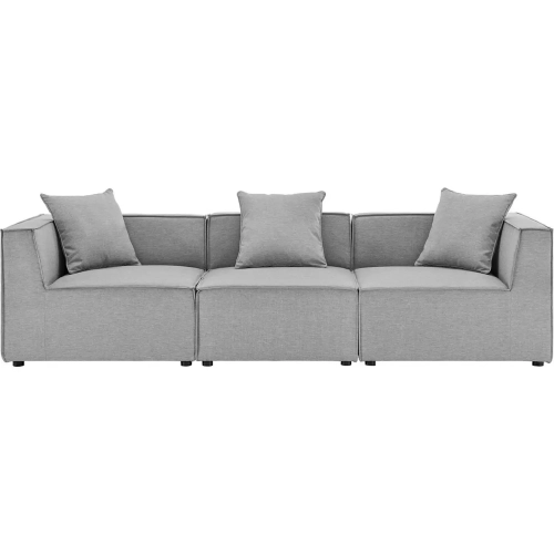 Saybrook Outdoor 3 Piece Sectional Sofa in Gray All Weather Fabric