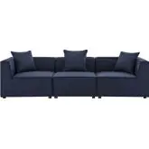 Saybrook Outdoor 3 Piece Sectional Sofa in Navy Blue All Weather Fabric