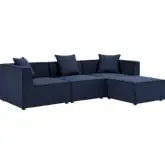 Saybrook Outdoor 4 Piece Sectional Sofa in Navy Blue All Weather Fabric