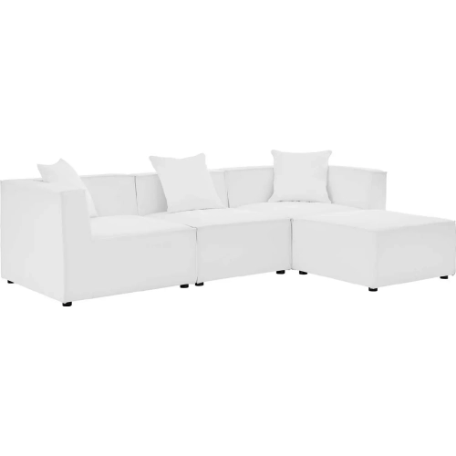 Saybrook Outdoor 4 Piece Sectional Sofa in White All Weather Fabric