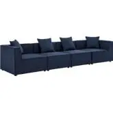 Saybrook Outdoor 4 Piece Sectional Sofa in Navy Blue All Weather Fabric