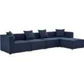 Saybrook Outdoor 5 Piece Sectional Sofa in Navy Blue All Weather Fabric