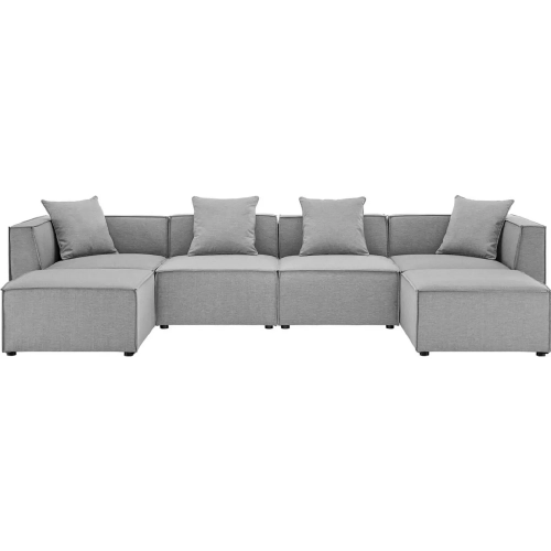 Saybrook Outdoor 6 Piece Sectional Sofa in Gray All Weather Fabric