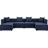 Saybrook Outdoor 6 Piece Sectional Sofa in Navy Blue All Weather Fabric