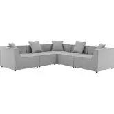 Saybrook Outdoor 5 Piece Sectional Sofa in Gray All Weather Fabric