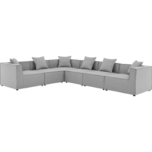 Saybrook Outdoor 6 Piece Sectional Sofa in Gray All Weather Fabric