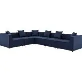 Saybrook Outdoor 6 Piece Sectional Sofa in Navy Blue All Weather Fabric