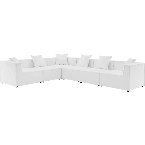 Saybrook Outdoor 6 Piece Sectional Sofa in White All Weather Fabric