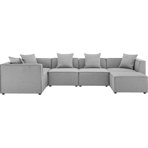 Saybrook Outdoor 6 Piece Sectional Sofa in Gray All Weather Fabric