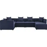 Saybrook Outdoor 6 Piece Sectional Sofa in Navy Blue All Weather Fabric