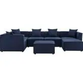 Saybrook Outdoor 7 Piece Sectional Sofa in Navy Blue All Weather Fabric