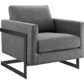 Posse Accent Chair in Charcoal Fabric & Black Metal