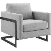 Posse Accent Chair in Light Gray Fabric & Black Metal