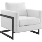 Posse Accent Chair in White Fabric & Black Metal