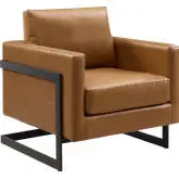 Posse Accent Chair in Tan Leatherette & Black Metal