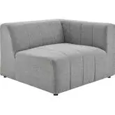 Bartlett Right Arm Chair in Channel Tufted Light Gray Fabric