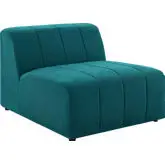 Bartlett Armless Chair in Channel Tufted Teal Fabric