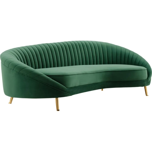 Camber Sofa in Channel Tufted Performance Emerald Green Velvet