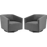 Twist Accent Swivel Chair in Gray Fabric & Black Metal (Set of 2)