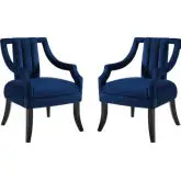 Harken Accent Chair in Channel Tufted Navy Velvet (Set of 2)