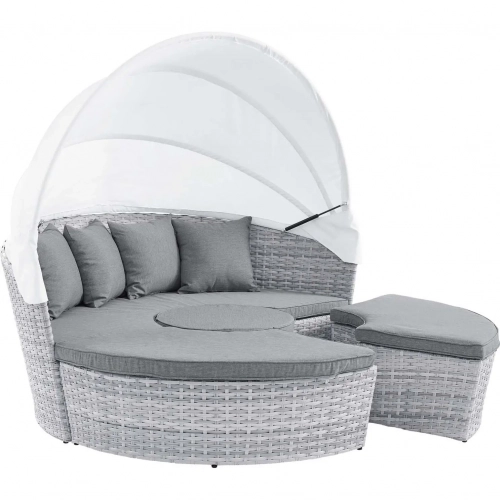 Scottsdale Canopy Outdoor Daybed in Light Gray & Gray Fabric