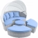 Scottsdale Canopy Outdoor Daybed in Light Gray & Light Blue Fabric