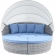 Scottsdale Canopy Outdoor Daybed in Light Gray & Light Blue Fabric