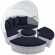 Scottsdale Canopy Outdoor Daybed in Light Gray & Navy Blue Fabric