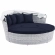 Scottsdale Canopy Outdoor Daybed in Light Gray & Navy Blue Fabric
