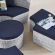 Scottsdale Canopy Outdoor Daybed in Light Gray & Navy Blue Fabric