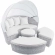 Scottsdale Canopy Outdoor Daybed in Light Gray & White Fabric