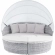 Scottsdale Canopy Outdoor Daybed in Light Gray & White Fabric