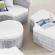 Scottsdale Canopy Outdoor Daybed in Light Gray & White Fabric