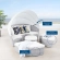 Scottsdale Canopy Outdoor Daybed in Light Gray & White Fabric
