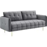 Cameron Sofa in Tufted Gray Performance Velvet