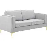 Kaiya Sofa in Light Gray Fabric & Gold Metal Legs