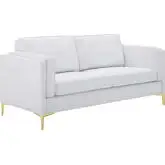 Kaiya Sofa in White Fabric & Gold Metal Legs