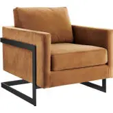 Posse Accent Chair in Cognac Velvet & Black